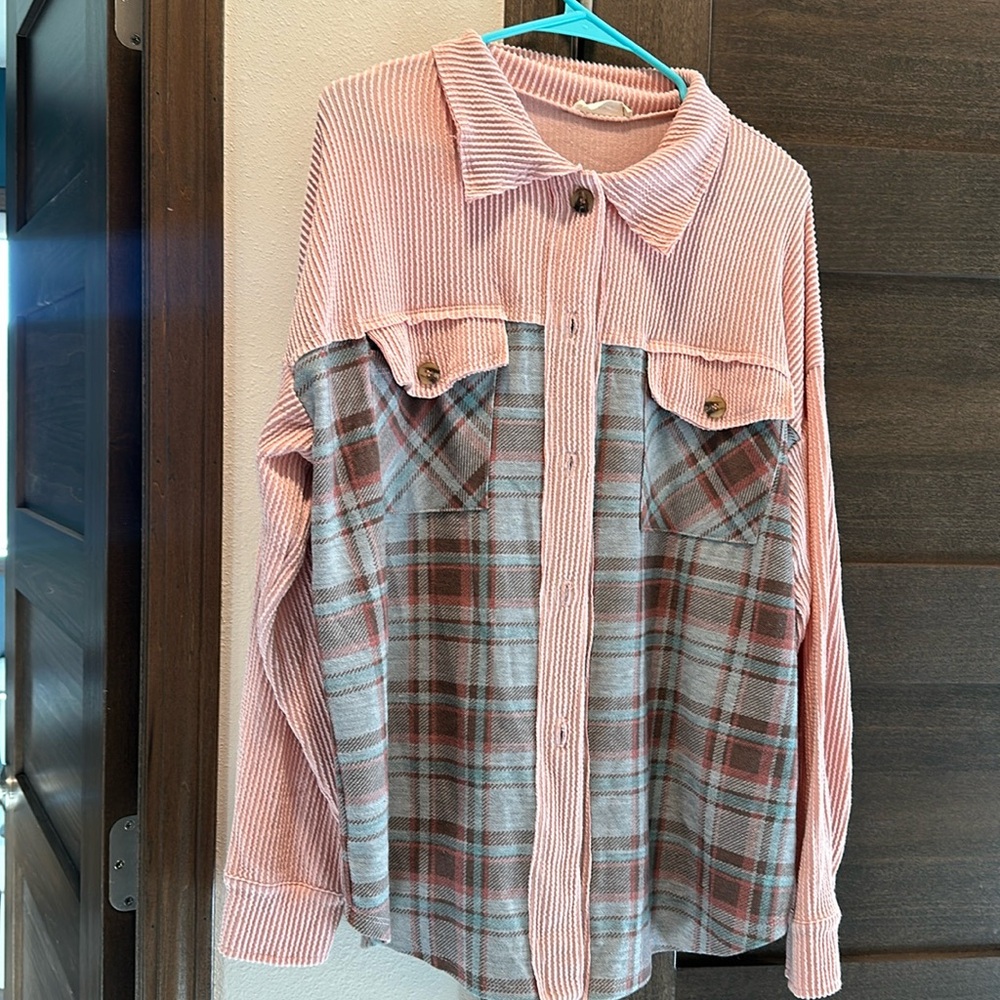 Large Pink and Plaid Jacket